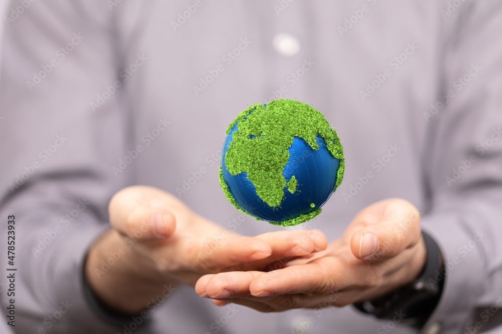Ecology concept of green Earth globe made of leaves Ecology concept of green Earth globe made of leaves