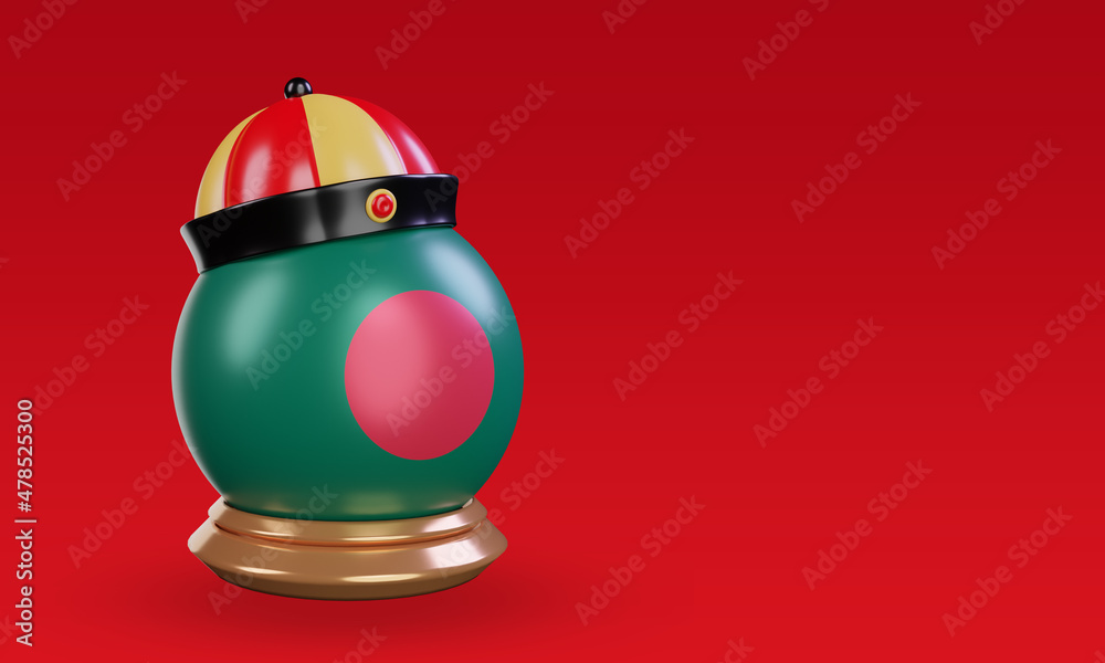 3d chinese newyear Bangladesh flag rendering left view