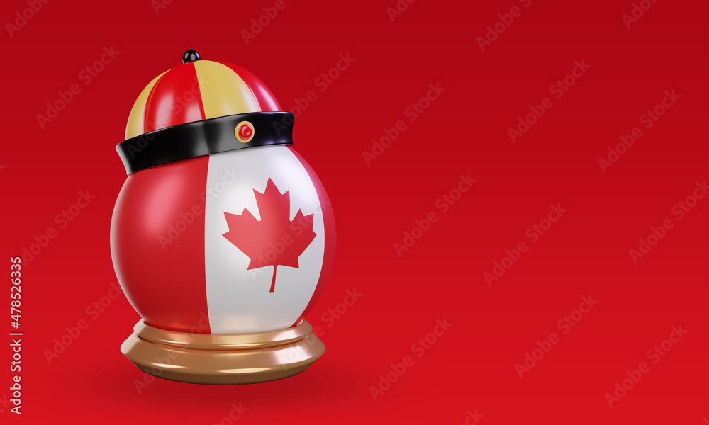 3d chinese newyear Canada flag rendering left view