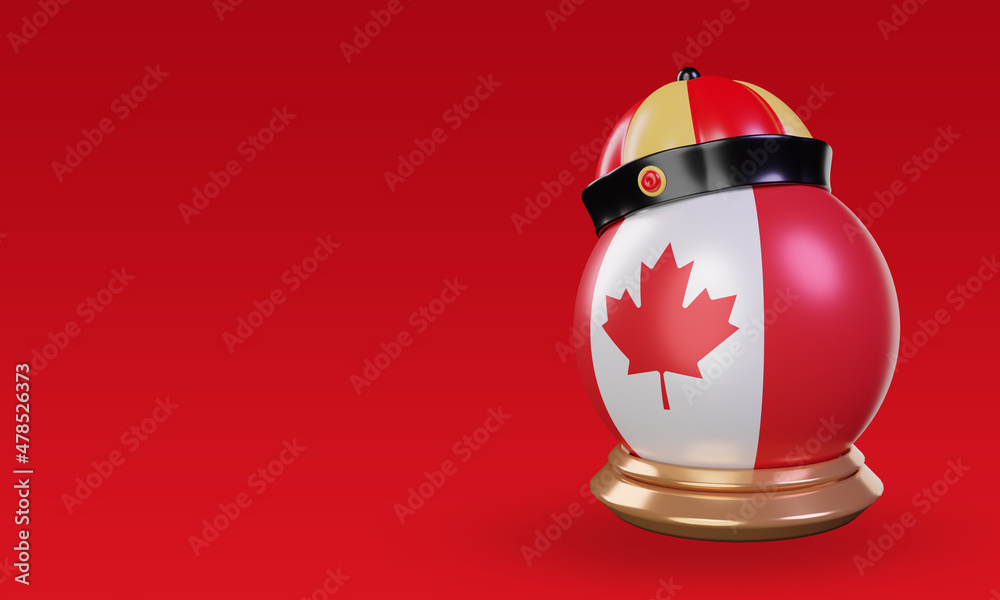 3d chinese newyear Canada flag rendering right view