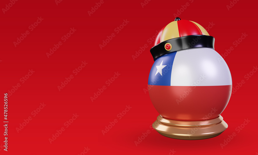 3d chinese newyear Chile flag rendering right view