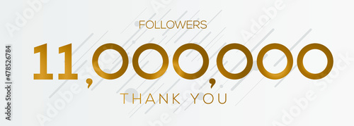 11000000 followers thank you celebration, 11 Million followers template design for social network and follower, Vector illustration.