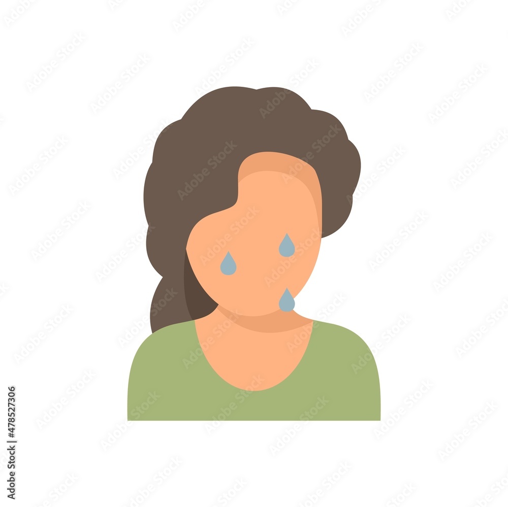 Teen problem crying icon flat isolated vector