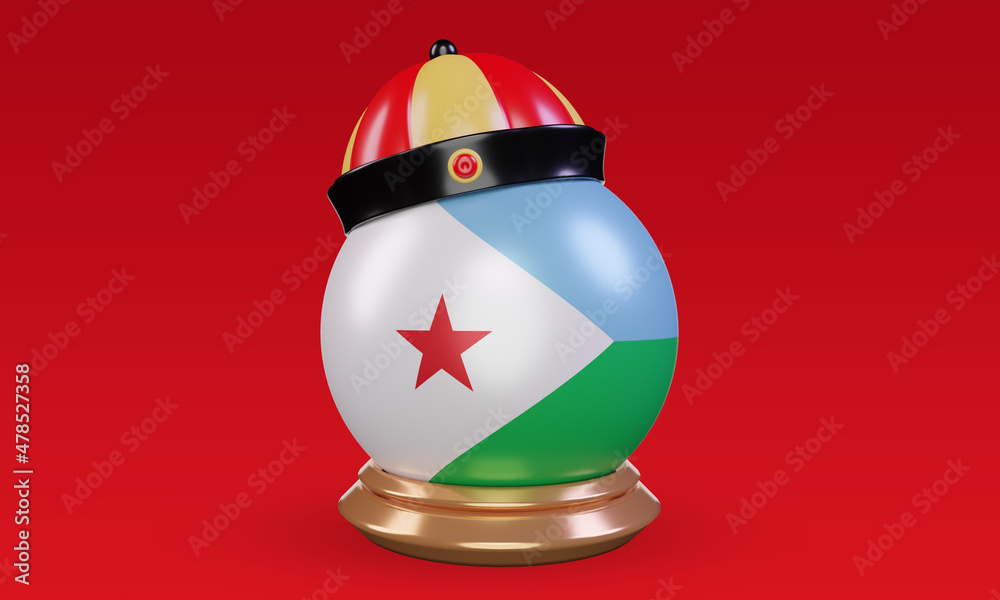 3d chinese newyear Djibouti flag rendering front view