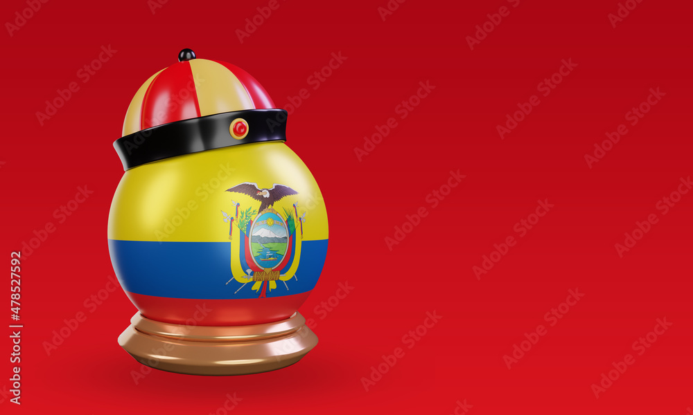 3d chinese newyear Ecuador flag rendering left view