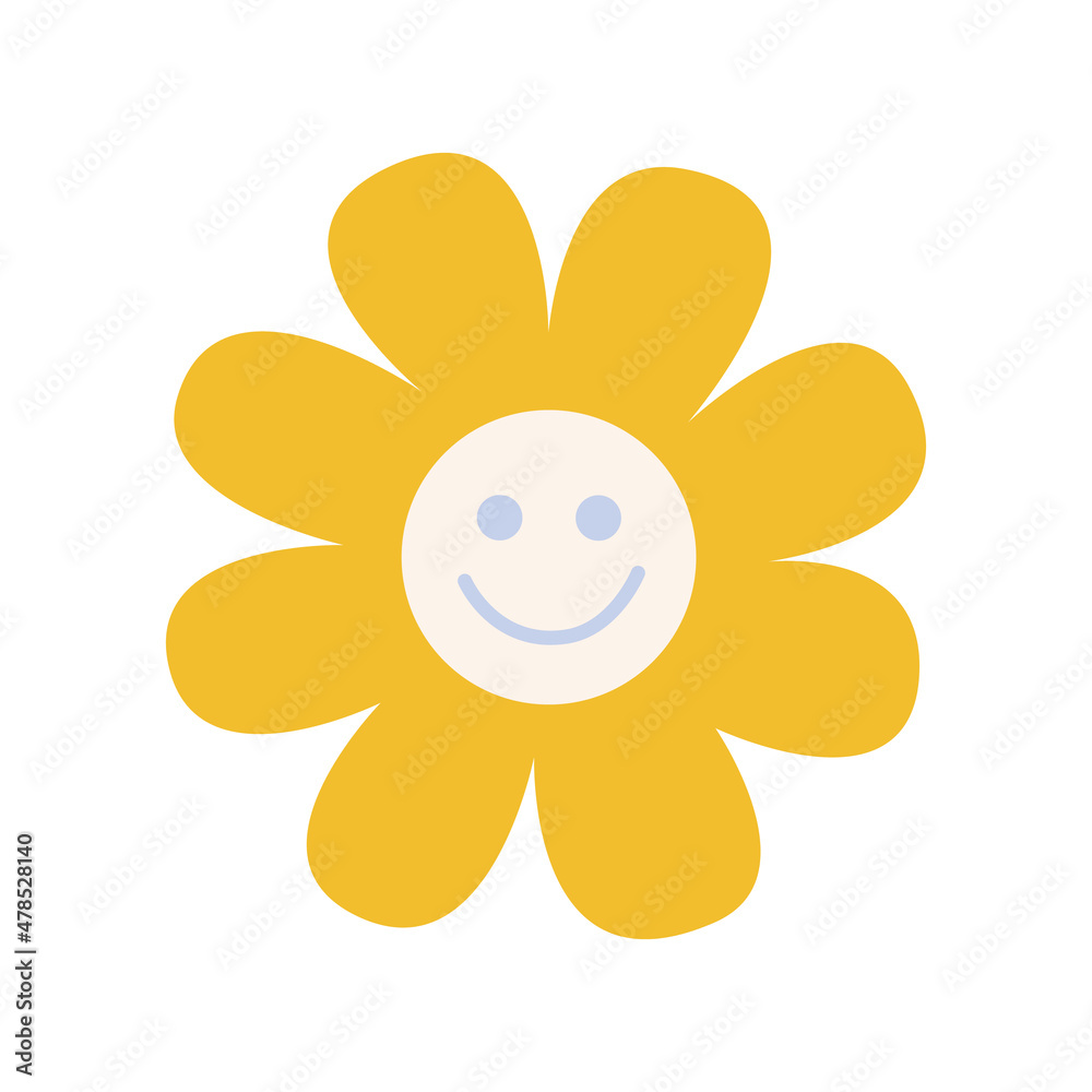 Vector simple flower with a smile on a white background Vector simple flower with a smile on a white background