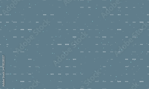 Seamless background pattern of evenly spaced white www symbols of different sizes and opacity. Vector illustration on blue gray background with stars © Alexey