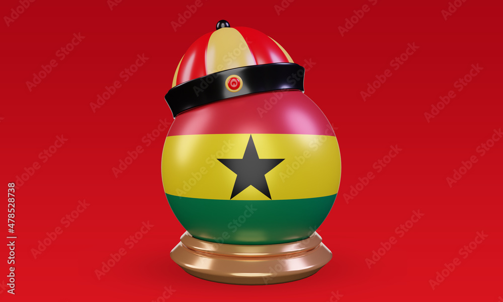 3d chinese newyear Ghana flag rendering front view