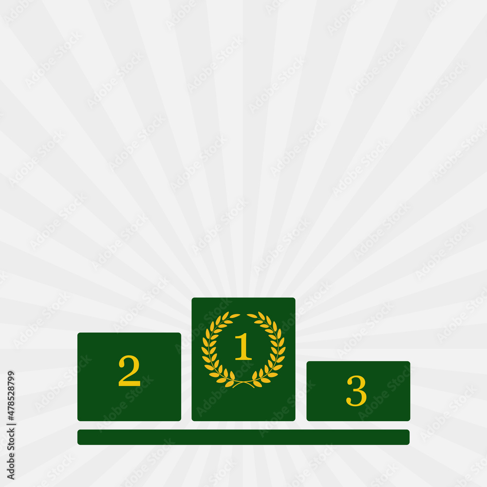 Vector green winners podium, pedestal with gold titles and laurel ...