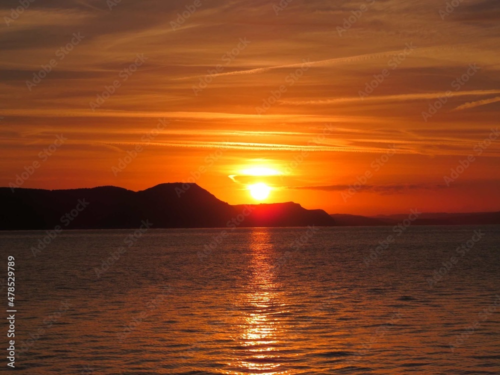 beautiful vibrant orange sunrise over the sea