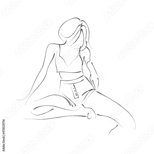 Girl's portrait. Hand drawn modern fashion illustration of abstract young woman wearing wearing everyday youth clothing, quick sketch, vector illustration
