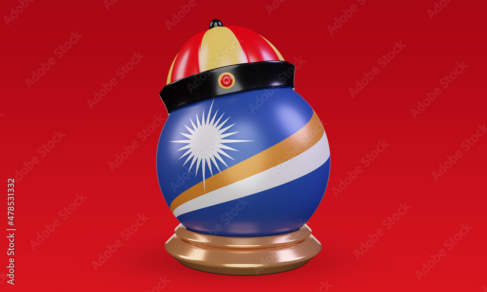 3d chinese newyear Marshall Islands flag rendering front view