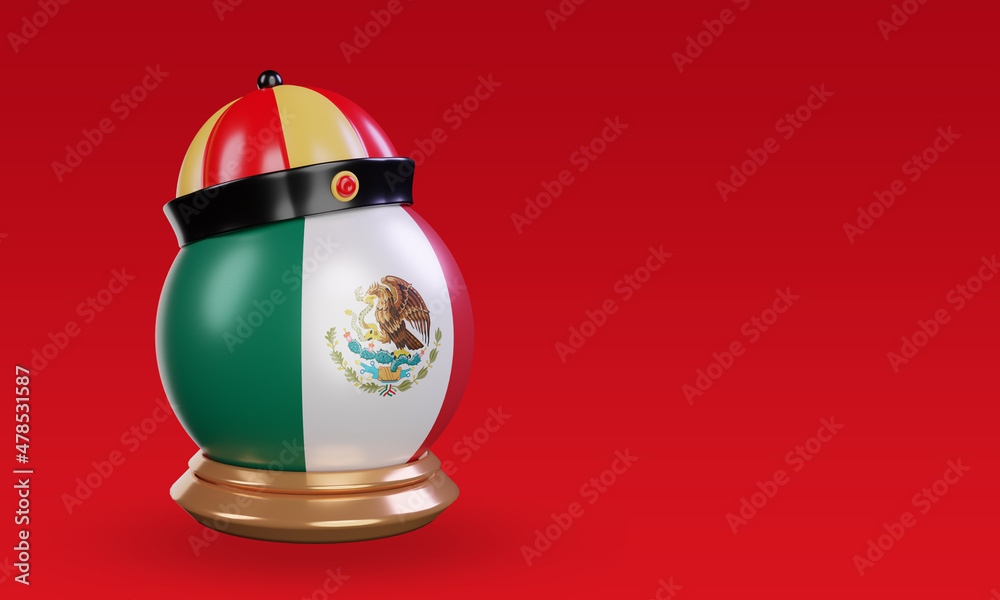 3d chinese newyear Mexico flag rendering left view
