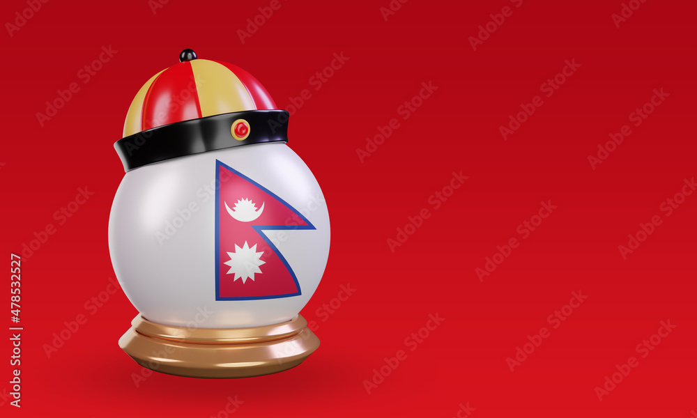 3d chinese newyear Nepal flag rendering left view