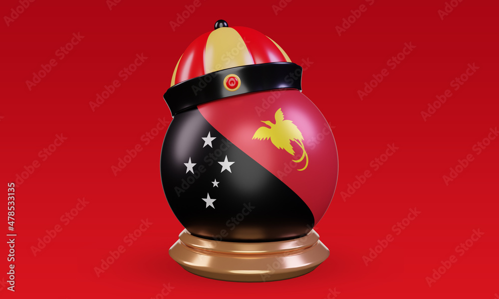 3d chinese newyear Papua New Guinea flag rendering front view
