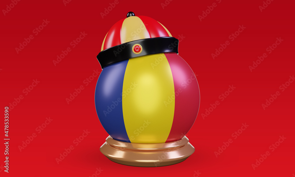 3d chinese newyear Romania flag rendering front view