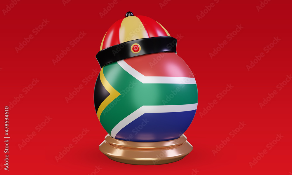 3d chinese newyear South Africa flag rendering front view