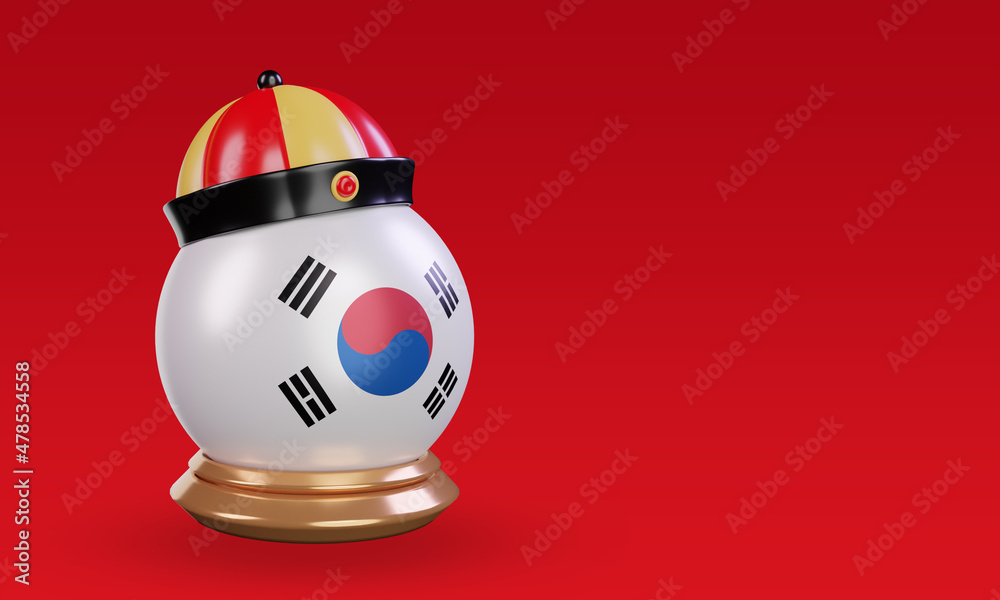 3d chinese newyear South Korea flag rendering left view