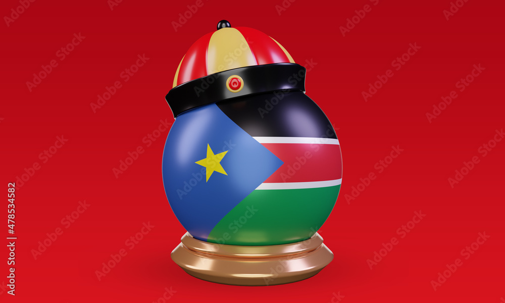 3d chinese newyear South Sudan flag rendering front view