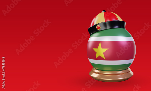 3d chinese newyear Suriname flag rendering right view