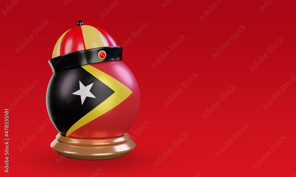3d chinese newyear Timor Leste flag rendering left view