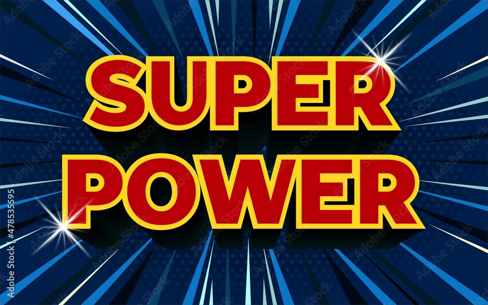 super power text effect template with 3d type style and retro concept ...