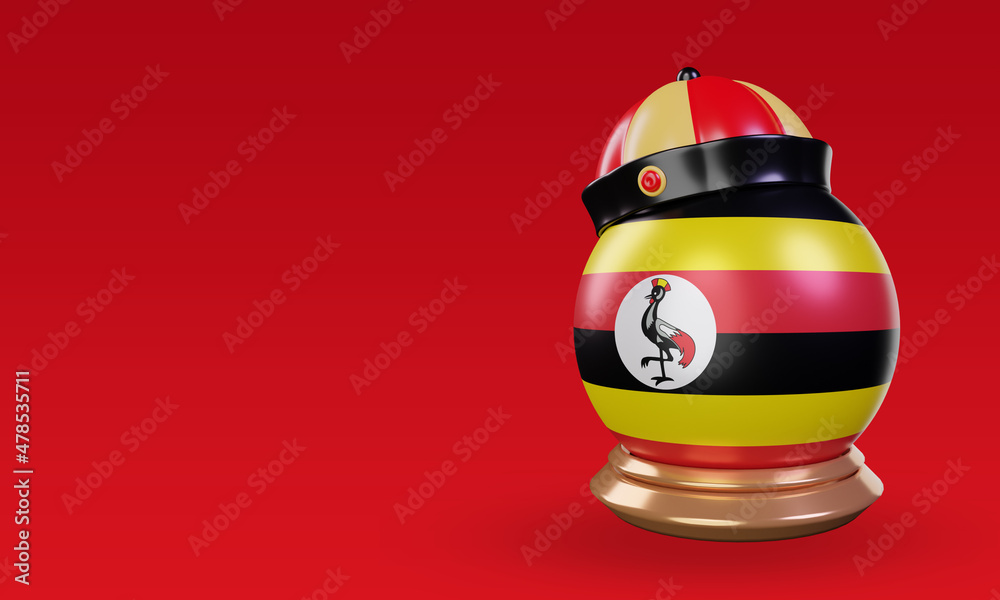 3d chinese newyear Uganda flag rendering right view