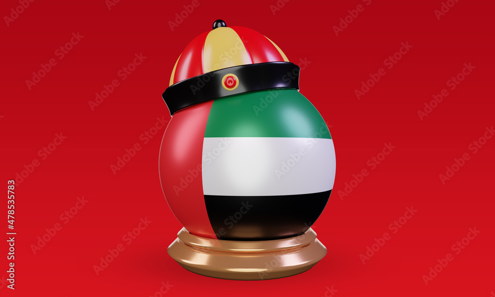 3d chinese newyear United Arab Emirates flag rendering front view