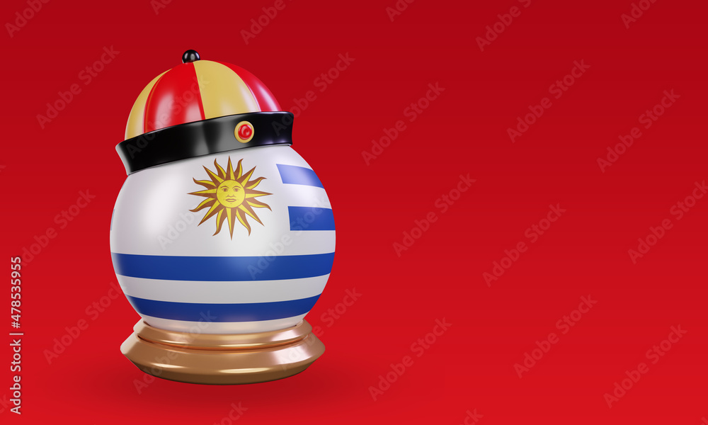 3d chinese newyear Uruguay flag rendering left view