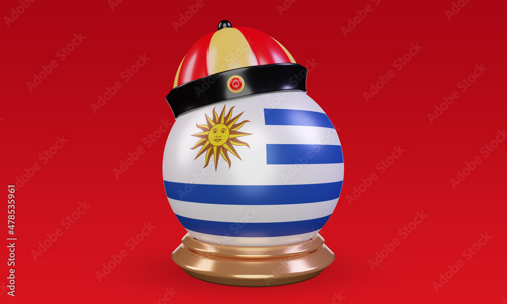 3d chinese newyear Uruguay flag rendering front view
