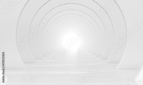 Fototapeta Naklejka Na Ścianę i Meble -  Abstract white circular tunnel. Modern Futuristic Geometric Background. 3d rendering illustration.