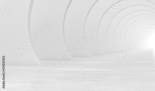 Fototapeta Naklejka Na Ścianę i Meble -  Abstract white circular tunnel. Modern Futuristic Geometric Background. 3d rendering illustration.