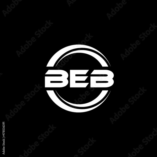 BEB letter logo design with black background in illustrator, vector logo modern alphabet font overlap style. calligraphy designs for logo, Poster, Invitation, etc.	 photo