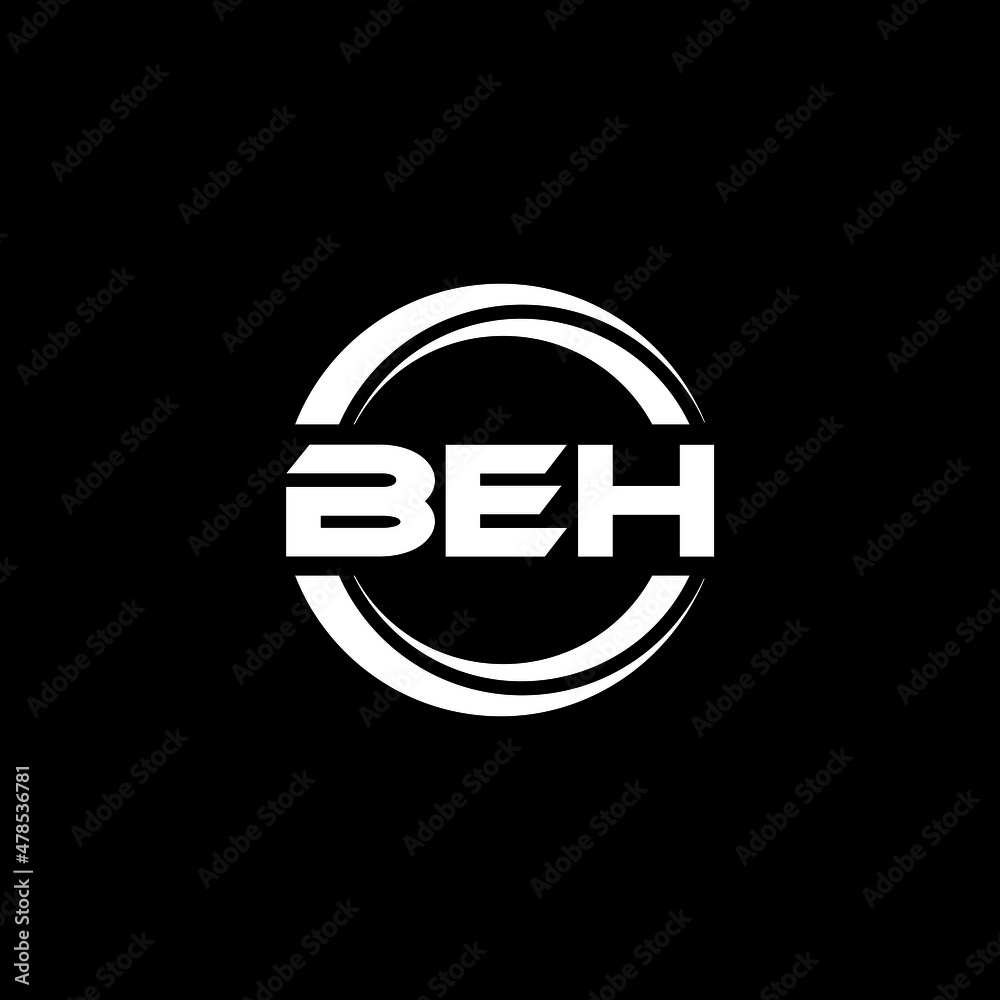 BEH letter logo design with black background in illustrator, vector logo modern alphabet font overlap style. calligraphy designs for logo, Poster, Invitation, etc.	