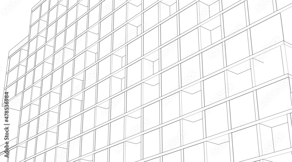 Modern architecture drawing 3d illustration Modern architecture drawing 3d illustration