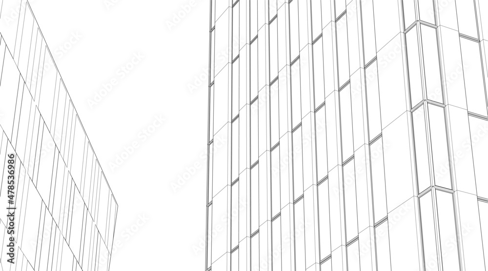 Modern architecture drawing 3d illustration 