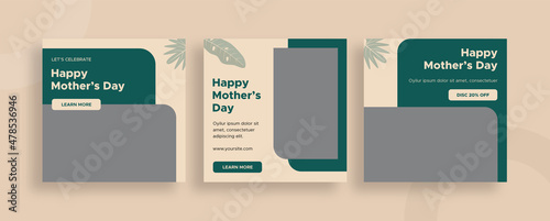 Set of editable templates for Instagram story, Facebook story frame, Mother day, social media, advertisement, and business promotion, fresh design with green color and minimalist vector (2/3)