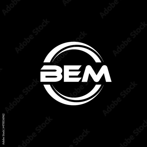 BEM letter logo design with black background in illustrator, vector logo modern alphabet font overlap style. calligraphy designs for logo, Poster, Invitation, etc.	 photo