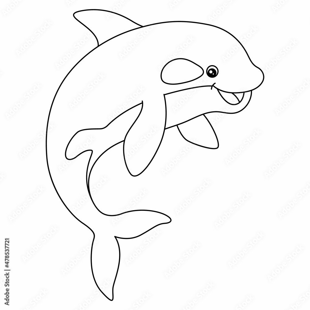 Killer Whale Coloring Page for Kids Stock Vector | Adobe Stock
