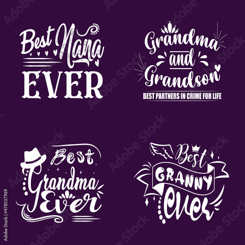 Grandma t-shirt design typography set vector art