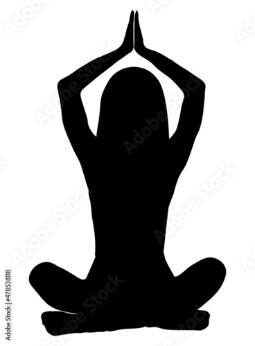  silhouettes girl in a lotus pose.