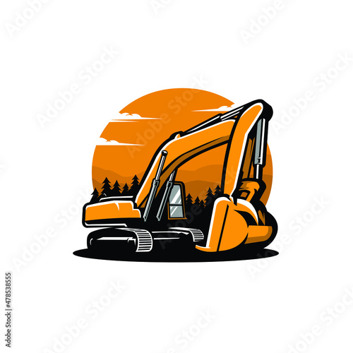 Excavator machine illustration vector isolated in white background