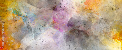 colorful vibrant aged horizontal background, Fantasy smooth light pink abstract watercolor painted background, orange pattern grunge texture background. Colorful watercolor grunge.