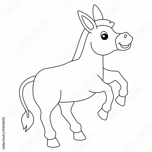 Donkey Coloring Page Isolated for Kids