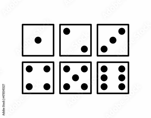 dice number 1 to 6 icon vector