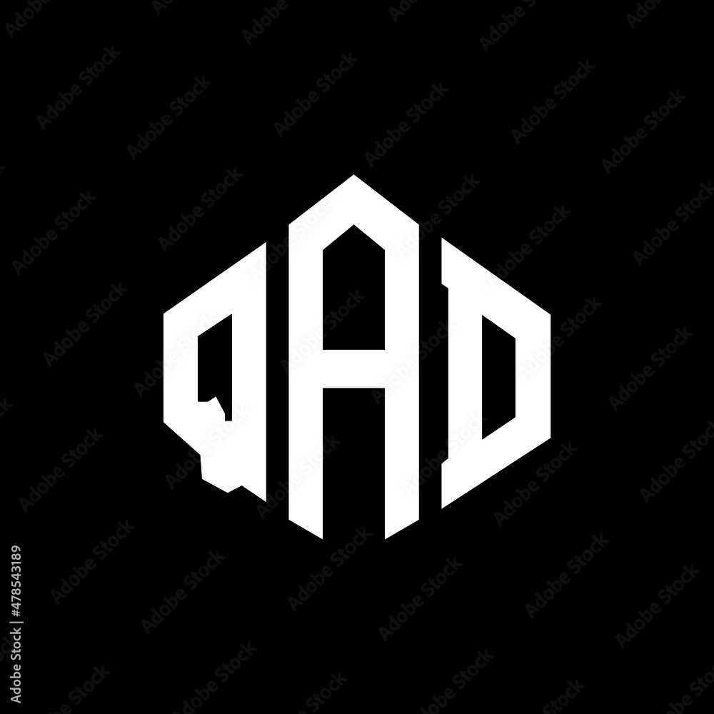 QAD letter logo design with polygon shape. QAD polygon and cube shape logo design. QAD hexagon vector logo template white and black colors. QAD monogram, business and real estate logo. QAD letter logo design with polygon shape. QAD polygon and cube shape logo design. QAD hexagon vector logo template white and black colors. QAD monogram, business and real estate logo.