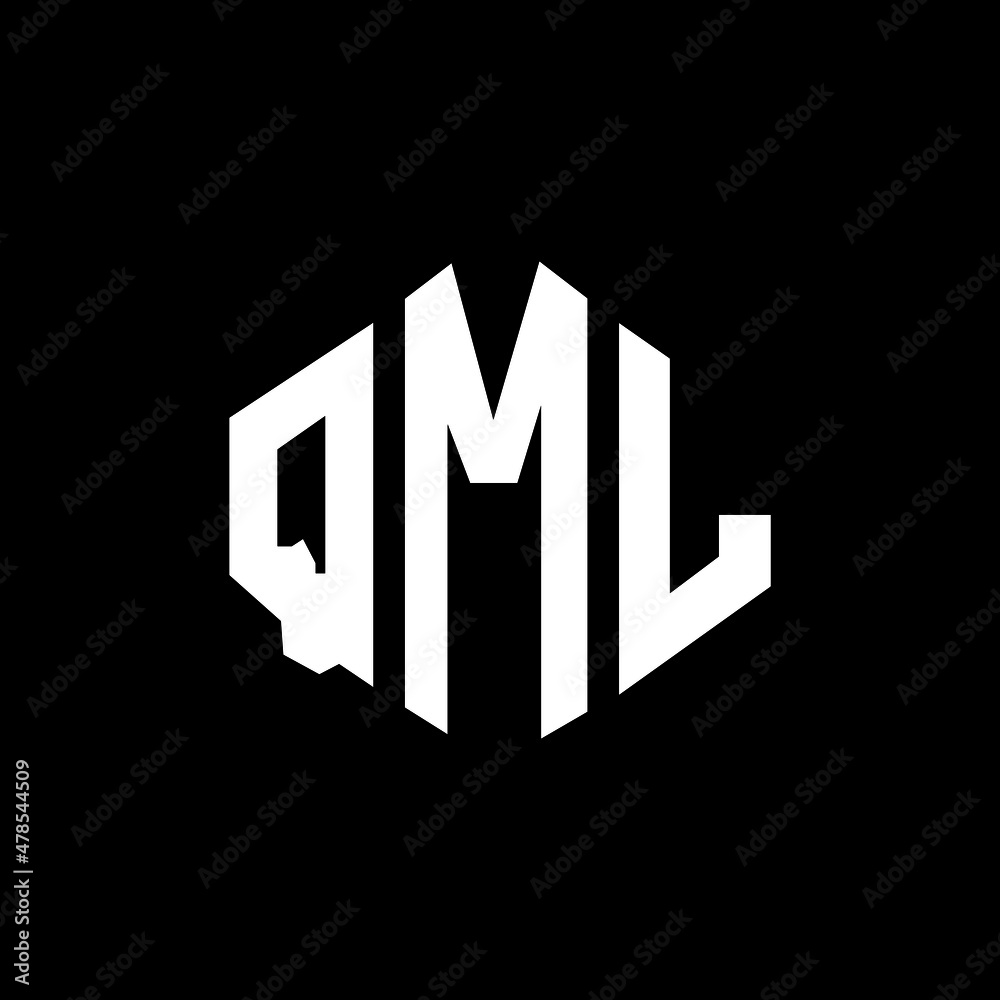QML letter logo design with polygon shape. QML polygon and cube shape logo design. QML hexagon vector logo template white and black colors. QML monogram, business and real estate logo.