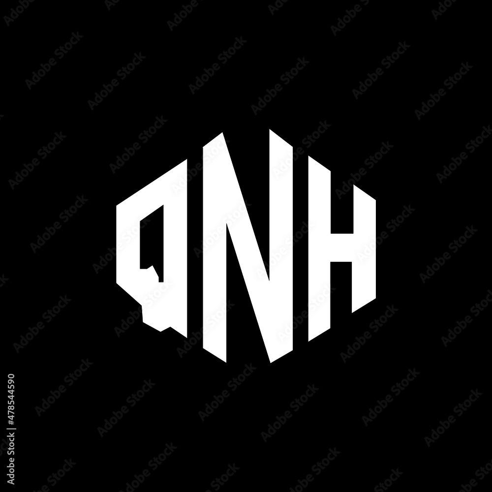 QNH letter logo design with polygon shape. QNH polygon and cube shape logo design. QNH hexagon vector logo template white and black colors. QNH monogram, business and real estate logo. 