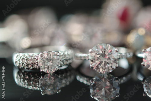 Fototapeta Naklejka Na Ścianę i Meble -  Beautiful diamond rings jewelry background
