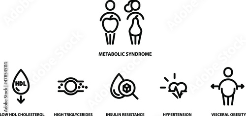 Symptoms of Metabolic Syndrome , vector icon photo